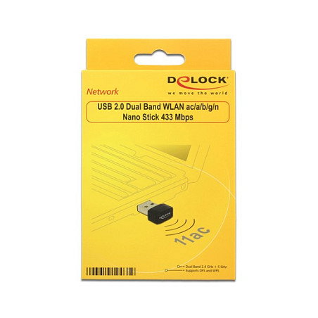 DeLock WLAN USB 2.0 Dualband Nano Stick 12461 Negro DeLock WLAN USB 2.0 Dualband Nano Stick 12461 Negro