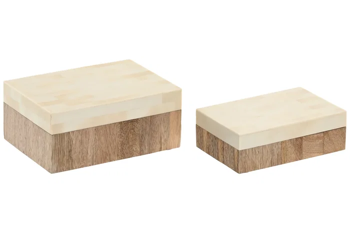DKD Home Decor Joyero Moderno Blanco Natural Mango Resina Set de 2 Piezas DKD Home Decor Joyero Moderno Blanco Natural Mango Resina Set de 2 Piezas