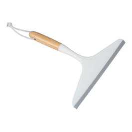 Allstar Limpiamamparas y Azulejos Bellagio con Gancho, Color Blanco y Mango de Bambú, Limpia Espejos Mamparas Baldosas Sin Marcas