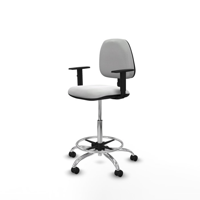 PIQUERAS Y CRESPO Taburete Isso CP Bali blanco con brazos 1D y base cromada