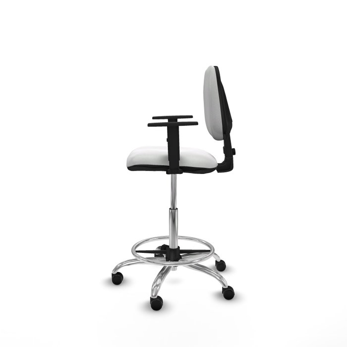 PIQUERAS Y CRESPO Taburete Isso CP Bali blanco con brazos 1D y base cromada