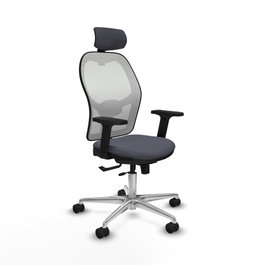 PIQUERAS Y CRESPO Silla de oficina Jorquera con mecanismo Sincro/Traslack Gris oscuro y Blanco