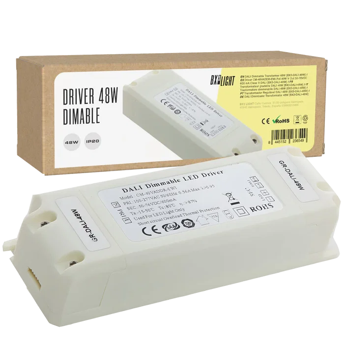 BX3 LIGHT Driver LED DALI CM-48VADDR-EMI 40W 50-76VDC 600mA Filtro EMI Integrado Clase II para Iluminación Profesional BX3 LIGHT Driver LED DALI CM-48VADDR-EMI 40W 50-76VDC 600mA Filtro EMI Integrado Clase II para Iluminación Profesional