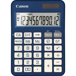 Canon KS-125KB Calculadora de Escritorio Básica 12 Dígitos con Panel Solar/Batería LR44, Cálculo de Impuestos, LCD, Azul