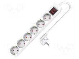 PLASTROL Prolongador de alimentación 6 tomas, 1,5m, blanco