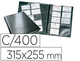 Durable Tarjetero Visifix Centium A4 4 Anillas 20 Fundas Negro para 400 Tarjetas de Visita con Índice Alfabético