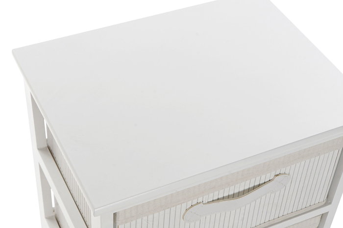 DKD Home Decor Cajonera Basicos Blanco 3 Cajones 42 x 63 x 32 cm Bambu y Paulownia