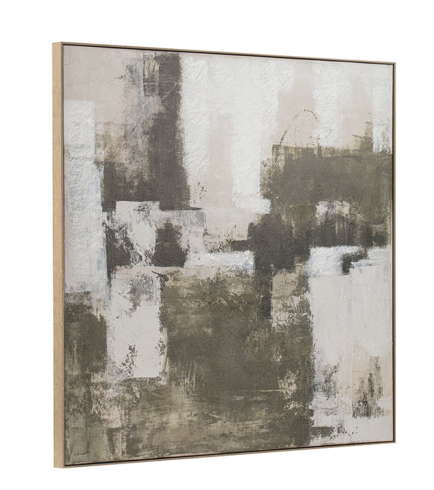 DKD Home Decor Cuadro Lienzo Abstracto Verde y Blanco 120x120x5,2 cm
