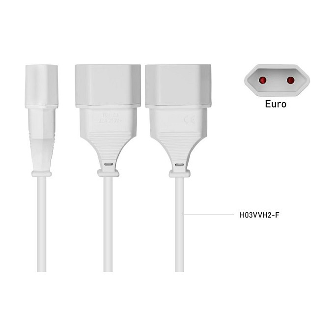 Kabelmeister Cable de extensión Euro con 3 tomas, 0,25 m