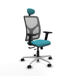 PIQUERAS Y CRESPO Silla de oficina Motilla con mecanismo Sincro/Traslack, Turquesa y Gris