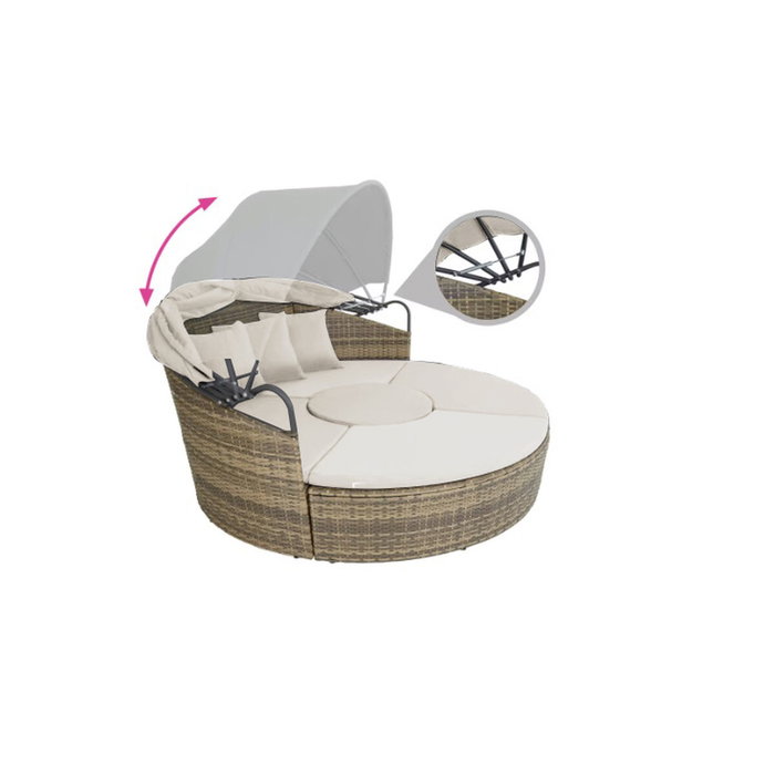 Cama para Jardín DKD Home Decor Blanco Aluminio Acero ratán sintético 175 x 175 x 145 cm