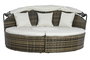 DKD Home Decor Cama Chill Out Terraza Y Jardin Blanco Marron Oscuro 175 x 145 x 175 cm