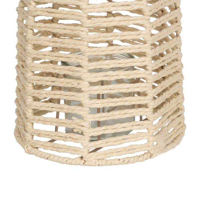Farol Portavelas Natural Papel-Metal 23 X 23 X 30,50 cm