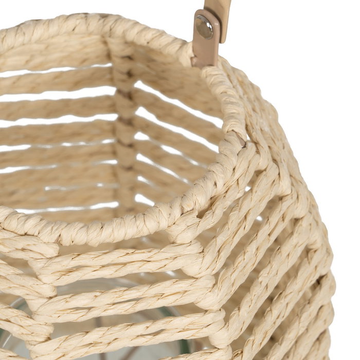 Farol Portavelas Natural Papel-Metal 23 X 23 X 30,50 cm