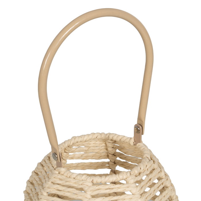 Farol Portavelas Natural Papel-Metal 23 X 23 X 30,50 cm