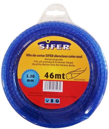 SIFER Hilo para Desbrozadora Silencio Azul 3.3 mm x 46 m