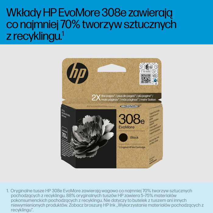 HP Cartucho de Tinta 308e EvoMore Negro