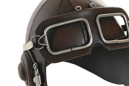 DKD Home Decor Decoración de Metal Casco de Aviador Marrón