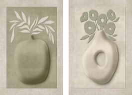 DKD Home Decor Cuadro Lienzo MDF 80x10x120 Jarrón 3D Surtido de 2