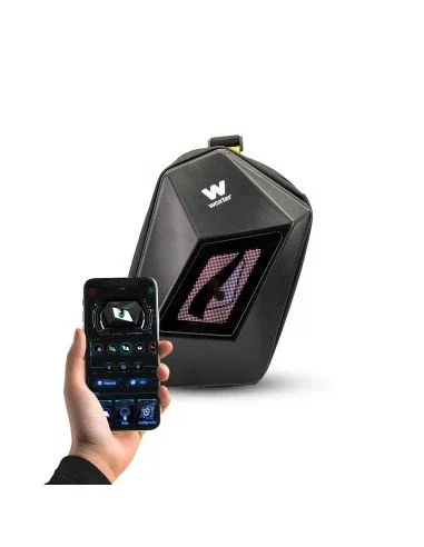 Woxter AC26-009 Mochila LED Loy-Evil Eye 6L Negro con Pantalla LED Personalizable 48x48, Bluetooth, Resistente al Agua