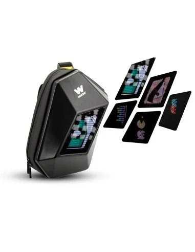 Woxter AC26-009 Mochila LED Loy-Evil Eye 6L Negro con Pantalla LED Personalizable 48x48, Bluetooth, Resistente al Agua