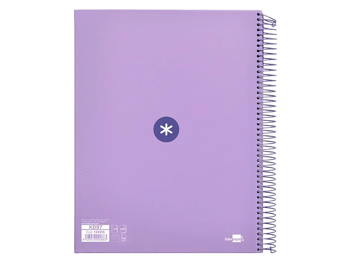 Antartik Cuaderno Espiral Micro A4 Forrada 120 Hojas 90gr Horizontal 5 Bandas Lavanda