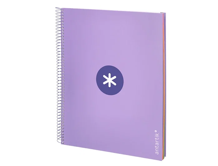 Antartik Cuaderno Espiral Micro A4 Forrada 120 Hojas 90gr Horizontal 5 Bandas Lavanda