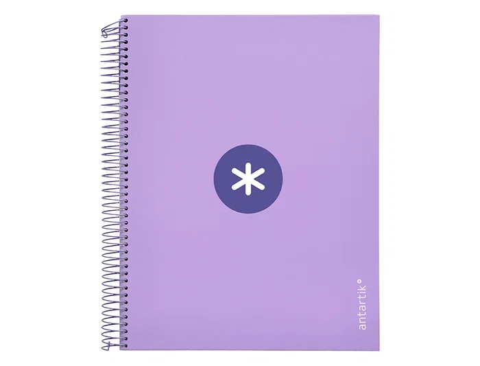 Antartik Cuaderno Espiral Micro A4 Forrada 120 Hojas 90gr Horizontal 5 Bandas Lavanda
