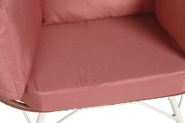 DKD Home Decor Sillón de Terraza y Jardín Terracota Blanco Ratán Sintético 71 x 147 x 99 cm