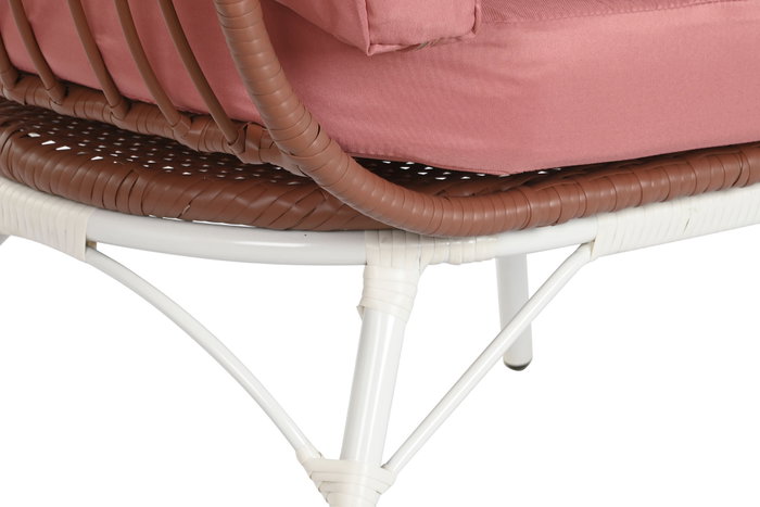 DKD Home Decor Sillón de Terraza y Jardín Terracota Blanco Ratán Sintético 71 x 147 x 99 cm