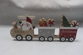 DKD Home Decor Decoración MDF Tren Natural, Rojo y Verde