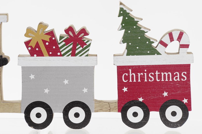 DKD Home Decor Decoración MDF Tren Natural, Rojo y Verde