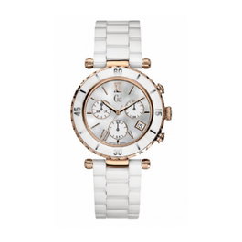 GC Reloj 47504M1 con caja oro rosa y correa blanca
