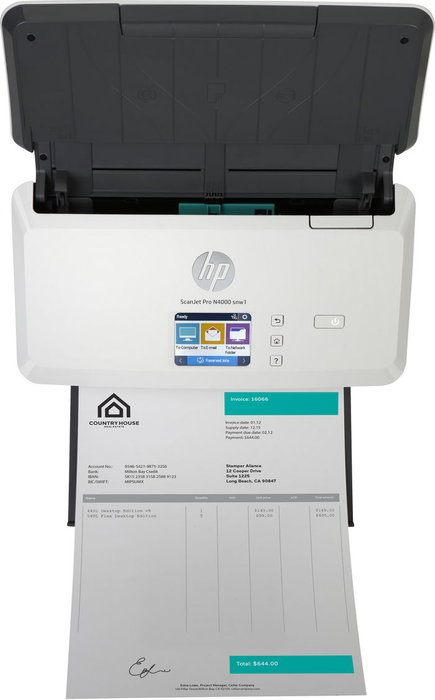 HP ScanJet Pro N4000 snw1 Escáner Alimentación de Hojas, Velocidad de 40 ppm/80 ipm, ADF de 50 páginas