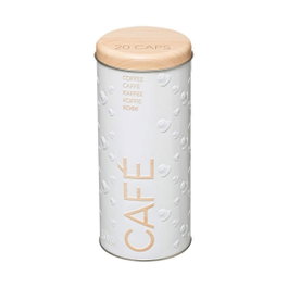 5Five Caja metálica modelo Scandi nature para cápsulas de café, Blanco / beige