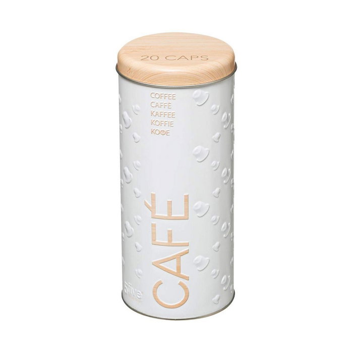 5Five Caja metálica Scandi nature para cápsulas de café, Blanco / beige