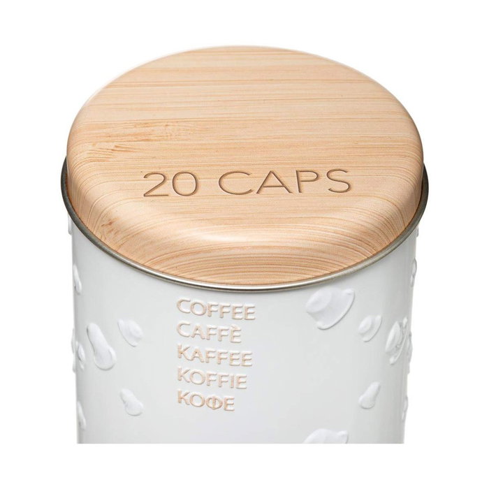 5Five Caja metálica Scandi nature para cápsulas de café, Blanco / beige