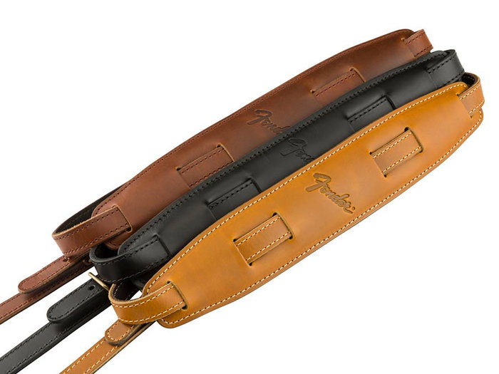 Fender Correa Mustang saddle de cuero premium larga caramelo