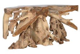 DKD Home Decor Consola Raíz de Teca Natural 150x40x70 cm