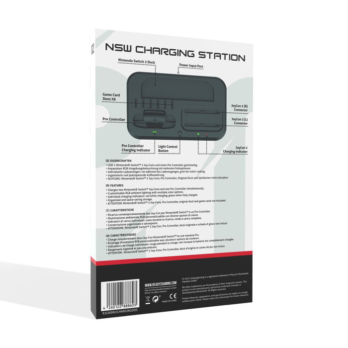 ready2gaming Nintendo Switch 2 Charging Dock con iluminación RGB ready2gaming Nintendo Switch 2 Charging Dock con iluminación RGB