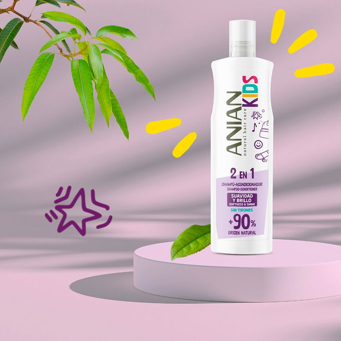 Anian Niños Champú 2 en 1 Cabello Niños Suavidad y Facilita Peinado Acondicionador Vegano 400 ml