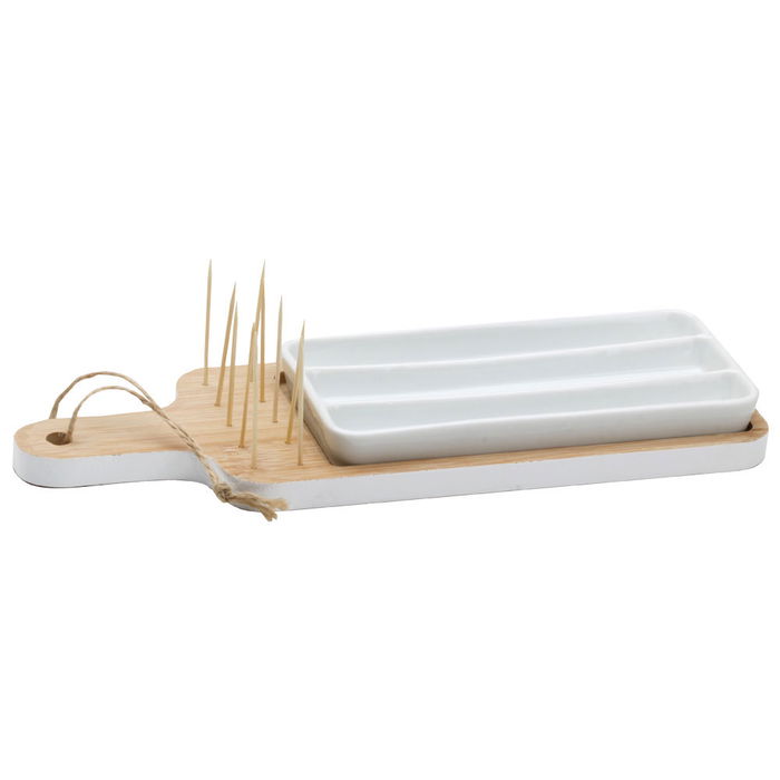 Pick and Drink Tabla con Bol y Pinchos para Aperitivos, Colores Surtidos, 28.5x9.5x3 cm