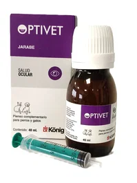 Konig Optivet Jarabe 40 mL Acidos Grasos Carotenoides Vitamina E Salud Ocular Perros Gatos