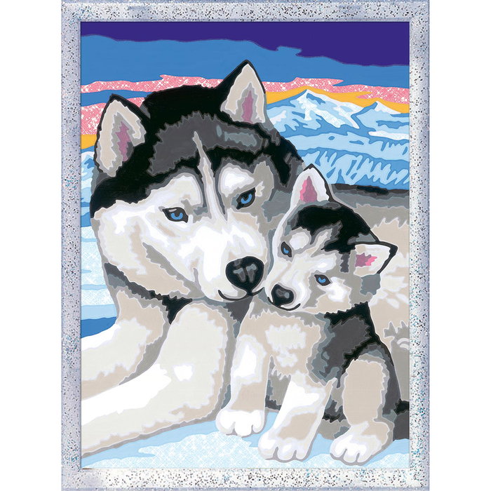 Ravensburger Serie D Classic 20215 Ravens - Kit para Pintar por Números - Obra de Arte Huskies Siberianos, a Partir de 9 Años