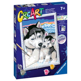 Ravensburger Serie D Classic 20215 Ravens - Kit para Pintar por Números - Obra de Arte Huskies Siberianos, a Partir de 9 Años