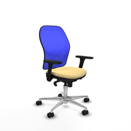 PIQUERAS Y CRESPO Silla de oficina Jorquera con mecanismo Sincro, Similpiel Crema y Malla Azul