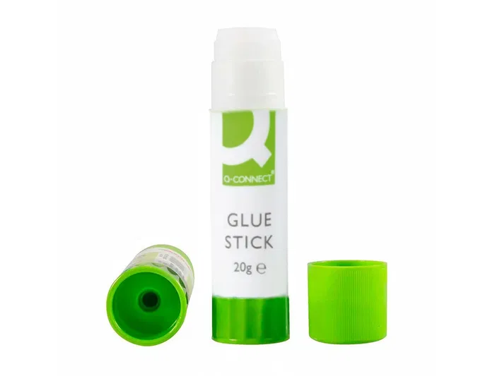 Q-connect Lápiz Adhesivo en Barra 20 g, Pegamento Sólido 90% Natural con Cuerpo 90% Reciclado, para Papel, Cartón, Fotos y Telas, Secado Instantáneo