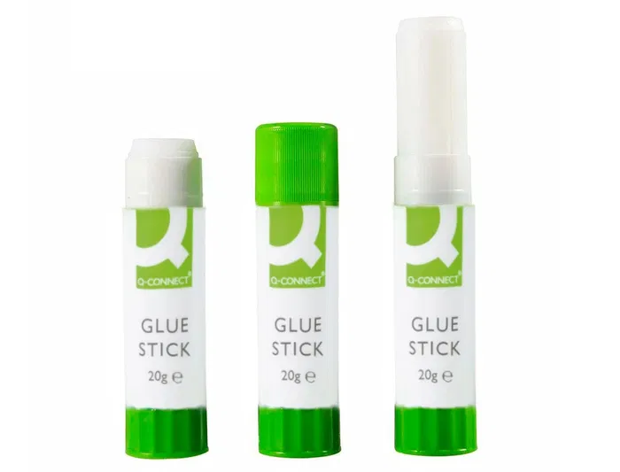 Q-connect Lápiz Adhesivo en Barra 20 g, Pegamento Sólido 90% Natural con Cuerpo 90% Reciclado, para Papel, Cartón, Fotos y Telas, Secado Instantáneo