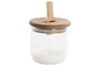 DKD Home Decor Bote Transparente Natural Cristal y Acacia con Cuchara 9 x 13 x 9 cm 300ml