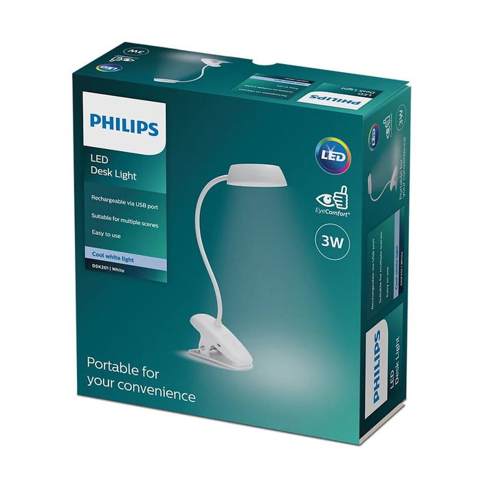 Philips Donutclip DSK201 PT Flexo pinza LED 3W Blanco Philips Donutclip DSK201 PT Flexo pinza LED 3W Blanco
